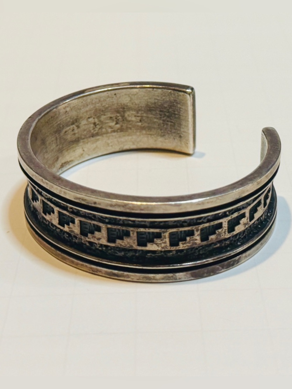 Vintage Navajo Sterling Silver Cuff Bracelet 53.7g Southwest Geometric by Jishie